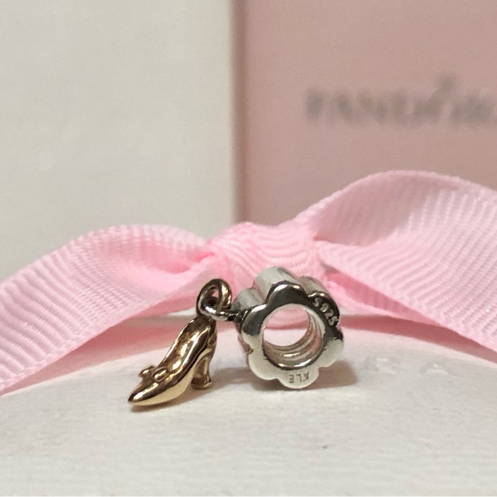 🌹🍃New Authentic Pandora 14k Yellow-Gold/Sterling Silver Stiletto Shoe Charm🍃🌹